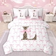 thumbnail image 1 of Castle Fairy Kids Children Teens Personalized Initial Alphabet L Bedding Comforter Set 7pcs,Dreamy Princess Bowknot Queen Bedding Sets Super Cozy,Cheetah Leopard Print Queen Sheet Sets, 1 of 8