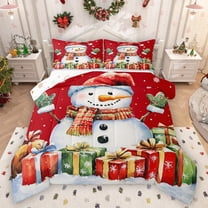 Castle Fairy Kids Children Xmas Snowman Bedding Comforter Set 2pcs,Merry Christmas Gifts Twin Comforter Sets Microfiber,Happy New Year Breathable Bedding Set,Ultra Soft Home Decor,Reversible