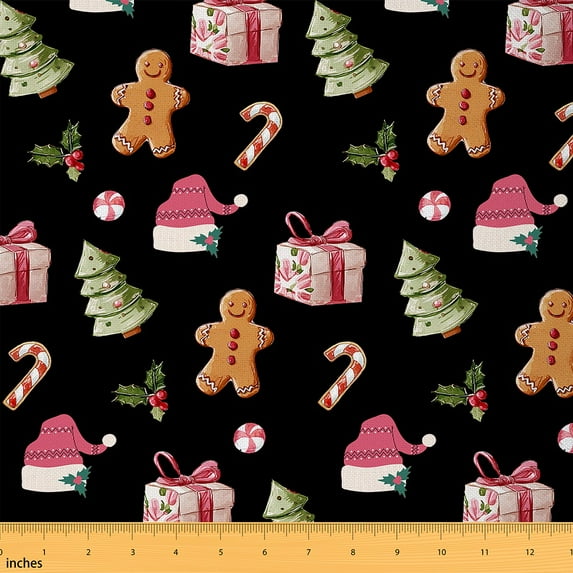 Castle Fairy Kids Christmas Tree Fabric by the Yard 1 Yard,Gingerbread Man Home Decor Fabric by the Yard,Happy New Year Room Decor Fabric by the Yard,Luxury Bedroom Decor