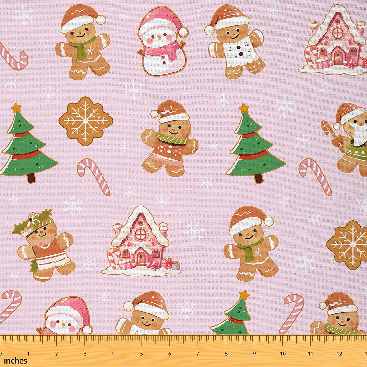Castle Fairy Kids Christmas Tree Fabric by the Yard 3 Yards,Gingerbread Man Sewing Fabric,Happy New Year Fabric for Sewing,Luxury Bedroom Decor