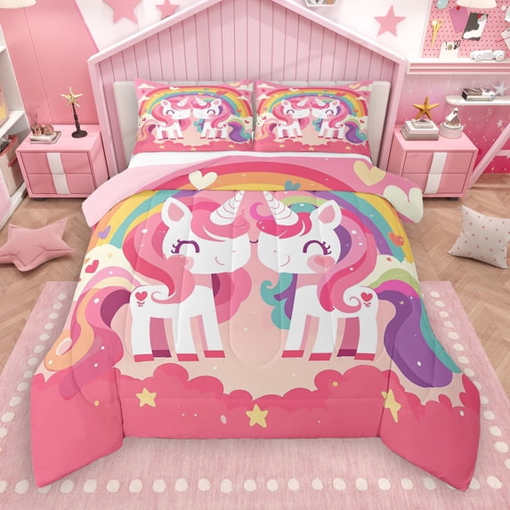 Castle Fairy 2-Piece Twin Comforter Set, Unicorn Kids Fantasy