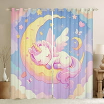 Castle Fairy Kids Cute Animal Unicorn Black Out Curtains,Kawaii Rainbow Curtains Pack Of 2 (42X63 Each),Dreamy Princess Bedroom Curtains,Microfiber Bedroom Decor