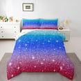 thumbnail image 1 of Castle Fairy Kids Girls Black Blue Glitter Print Twin Comforter Sets,Gradient Bedding Set, 1 of 8
