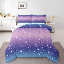 Castle Fairy Kids Glitter Print Twin Comforter Sets,Abstract Gradient Bedding Set
