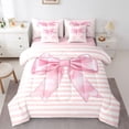 thumbnail image 1 of Castle Fairy Kids Kawaii Bowknot Twin Bedding Sets,Dreamy Ribbon Bow Bedding Comforter Set, 1 of 8