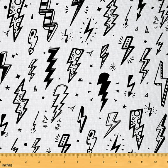 Castle Fairy Kids Kawaii Lightning Fabric by the Yard 1 Yard,Starry Sky Home Decor Fabric by the Yard,Black White Room Decor Fabric by the Yard,Luxury Bedroom Decor