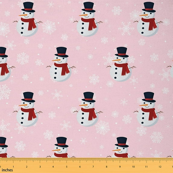 Castle Fairy Kids Kawaii Snowman Fabric by the Yard 1 Yard,Merry Christmas Home Decor Fabric by the Yard,Happy New Year Room Decor Fabric by the Yard,Microfiber Bedroom Decor