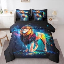 Castle Fairy Kids Lion Animal Twin Bedding Sets,Graffiti Watercolor Bedding Comforter Set