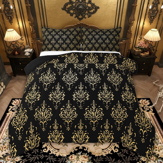 Castle Fairy Kids Luxury Vintage Damask Twin Comforter Sets,Bohemian Floral Bedding Set