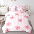 thumbnail image 1 of Castle Fairy Kids Pink Flower Twin Bedding Sets,Cartoon Floral Bedding Comforter Set, 1 of 8