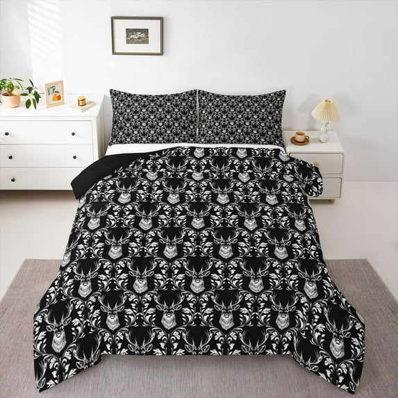 Castle Fairy Kids Safari Deer Queen Comforter Set,Boho Damask Bedding Comforter Set