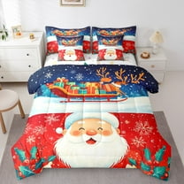 Castle Fairy Kids Santa Claus 7-Piece Twin Bedding Sets,Merry Christmas Bedding Comforter Set,Xmas Gifts Breathable Sheet Sets,Microfiber Bedroom Decor