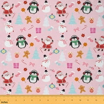 Castle Fairy Kids Santa Claus Fabric by the Yard 1 Yard,Merry Christmas Home Decor Fabric by the Yard,Snowman Penguin Room Decor Fabric by the Yard,Microfiber Bedroom Decor