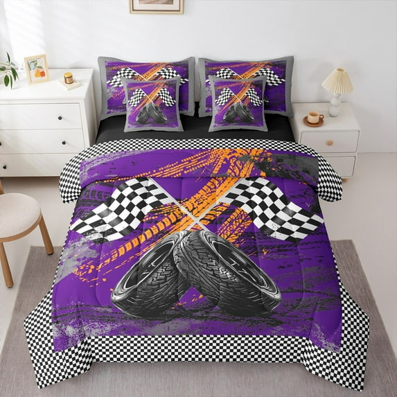 Castle Fairy Kids Sport Plaid Flag Twin Bedding Sets,Graffiti Splash Bedding Comforter Set