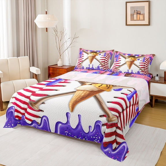 Castle Fairy Kids Teens Adults Baseball Gaming Twin Sheet Sets 3pcs,Abstract Gradient Ice Cream Splash Twin Fitted Sheet Microfiber,Sport Gamer Breathable Flat Sheet,Luxury Bedroom Decor