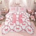 thumbnail image 1 of Castle Fairy Kids Teens Adults Cute Bowtie Personalized Initial Alphabet R 3 Pieces Queen Comforter Set,Princess Bowknot Ultra Soft Bedding Sets,Geometric Plaid Bedding Comforter Set Breathable, 1 of 8