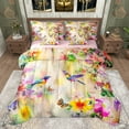thumbnail image 1 of Castle Fairy Kids Teens Adults Flying Hummingbird Butterflies Twin Bedding Sets 7-Piece,Chic Floral Flowers Bedding Comforter Set Microfiber,Abstract Gradient Ombre Breathable Sheet Sets, 1 of 8