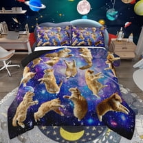 Castle Fairy Kids Teens Adults Kawaii Animal Cats Bedding Comforter Set 2pcs,Universe Galaxy Twin Comforter Sets Microfiber,Abstract Gradient Starry Sky Breathable Bedding Set