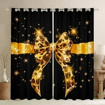 Castle Fairy Kids Teens Adults Old Fashion Cheetah Print Bow Black Out Curtains,Cartoon Bow Knot Curtains Pack of 2 (42x63 Each),Bling Glitter Bedroom Curtains,Luxury Bedroom Decor