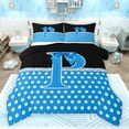 thumbnail image 1 of Castle Fairy Kids Teens Adults Personalized Initial P 3 Pieces Queen Comforter Set,Kawaii Blue Ribbon Bow Knot Ultra Soft Bedding Sets,Minimalist Polka Dots Bedding Comforter Set Breathable, 1 of 8