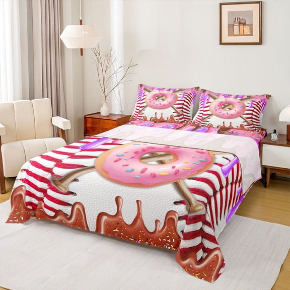 Castle Fairy Kids Teens Adults Sport Baseball Gaming Twin Sheet Sets 3pcs,Abstract Gradient Splash Twin Fitted Sheet Microfiber,Dessert Donut Breathable Flat Sheet,Luxury Bedroom Decor