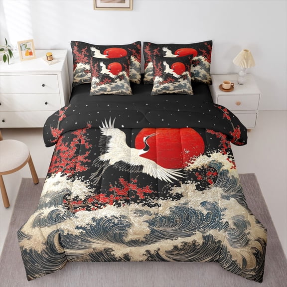 Castle Fairy Kids Teens Animal Crane Bedding Comforter Set,Ocena Waves Full Bedding Set