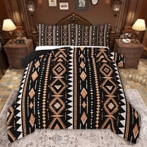 Castle Fairy Kids Teens Bohemian Aztec Twin Comforter Sets,Black Brown Bedding Set