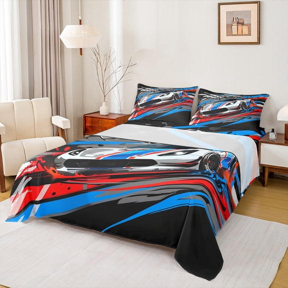 Castle Fairy Kids Teens Car Twin Sheet Sets,Speed Race Car Bedding