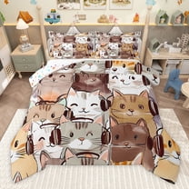 Castle Fairy Kids Teens Cartoon Cats Twin Comforter Sets,Cute Animal Bedding Set