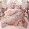 thumbnail image 1 of Castle Fairy Kids Teens Female Gradient Marble Stone Pattern Bedding Comforter Set 2pcs,Mountain Fluid Gold Metallic Twin Comforter Sets Microfiber,Ombre Marbling Watercolor Breathable Bedding Set, 1 of 8