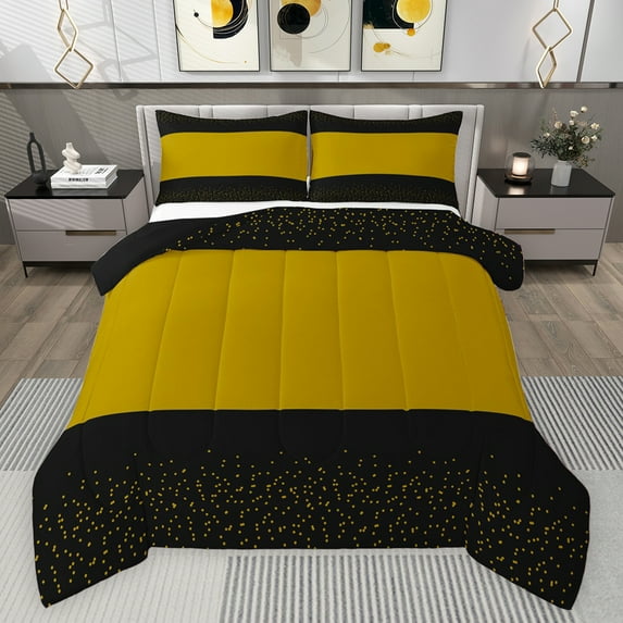 Castle Fairy Kids Teens Geometric Rectangle Stripes Bedding Comforter Set 2pcs,Minimalist Gold Polka Dots Twin Comforter Sets Microfiber,Vintage Aesthetic Breathable Bedding Set