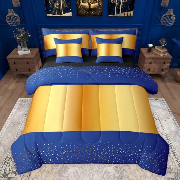 Castle Fairy Kids Teens Geometric Rectangle Stripes Bedding Comforter Set 7pcs,Minimalist Gold Polka Dots Queen Bedding Sets Super Cozy,Vintage Aesthetic Queen Sheet Sets,Breathable Home Decor