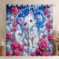 thumbnail image 1 of Castle Fairy Kids Teens Girls Kawaii Bow White Cat Black Out Curtains,Pink Floral Rose Curtains Pack of 2 (42x63 Each),Starry Sky Bedroom Curtains,Microfiber Bedroom Decor, 1 of 6