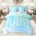 thumbnail image 1 of Castle Fairy Kids Teens Gradient Lines Bedding Comforter Set,Stripes Full Bedding Set, 1 of 8