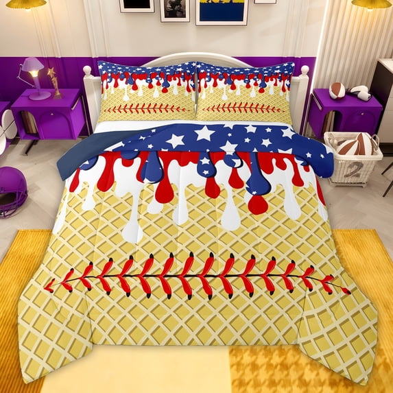 Castle Fairy Kids Teens Ice Cream Twin Comforter Sets,Football Bedding Set