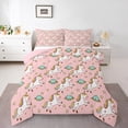 thumbnail image 1 of Castle Fairy Kids Teens Kawaii Unicorn Twin Comforter Sets,Cartoon Stars Print Bedding Set, 1 of 8