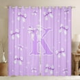 thumbnail image 1 of Castle Fairy Kids Teens Personalized Initial K Black Out Curtains,Kawaii Purple Ribbon Bowknot Curtains Pack of 2 (42x63 Each),Dreamy Princess Stars Bedroom Curtains,Luxury Bedroom Decor, 1 of 6