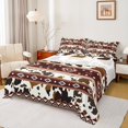 thumbnail image 1 of Castle Fairy Kids Teens Western Cattle Print 4 Pieces Queen Sheet Sets,Farmhouse Animal Ultra Soft Flat Sheet,Hippie Tribal Aztec Queen Fitted Sheet,Super Cozy Room Decor, 1 of 7