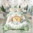 thumbnail image 1 of Castle Fairy Kids Zebra Elephant Fox 7pcs Bedding Comforter Set,Monogrammed Letter Queen Bedding Sets Super Cozy,Botanical Plants Queen Sheet Sets,Lightweight Room Decor, 1 of 8
