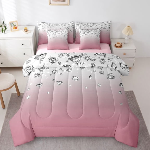 Castle Fairy King Comforter Set Sparkling Crystal Bling Jewelry Print