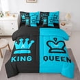 thumbnail image 1 of Castle Fairy King And Queen Crown Bedding Comforter Set 7pcs for Girls Female Women,Romantic Valentine's Day Queen Bedding Sets Super Cozy,Couple Lover Queen Sheet Sets,Lightweight Room Decor, 1 of 8
