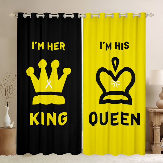 Castle Fairy King And Queen Crown Curtains Pack of 2 (42x84 Each) for Girls Female Women,Romantic Valentine's Day Curtains Blackout,Couple Lover Bedroom Curtains,Lightweight Room Decor