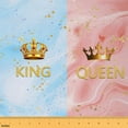 thumbnail image 1 of Castle Fairy King and Queen Crown Fabric by the Yard 5 Yards, Valentine's Day Gifts Sewing Fabric, Pink Blue Marble Room Decor Fabric by the Yard, Ultra Soft Home Decor, 1 of 6