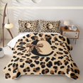 thumbnail image 1 of Castle Fairy Leopard Bow Letter C Twin Quilt Set for Girls,Cheetah Print Twin Coverlet Set, 1 of 7