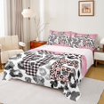 thumbnail image 1 of Castle Fairy Leopard Print 3pcs Twin Sheet Sets,Sparkling Sequin Twin Fitted Sheet,Valentine's Day Breathable Flat Sheet,Lightweight Geometric Room Decor, 1 of 7