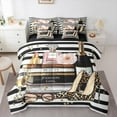 thumbnail image 1 of Castle Fairy Leopard Print 7-Piece Bedding Comforter Set,Geometric Stripes King Bedding Sets,Old Fashion Ultra Soft Bed Sheets,Lightweight Room Decor, 1 of 8