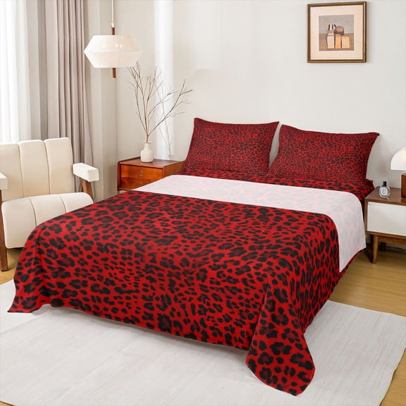 Castle Fairy Leopard Print Bed Sheets for Boys Girls,Cheetah Print King Sheets