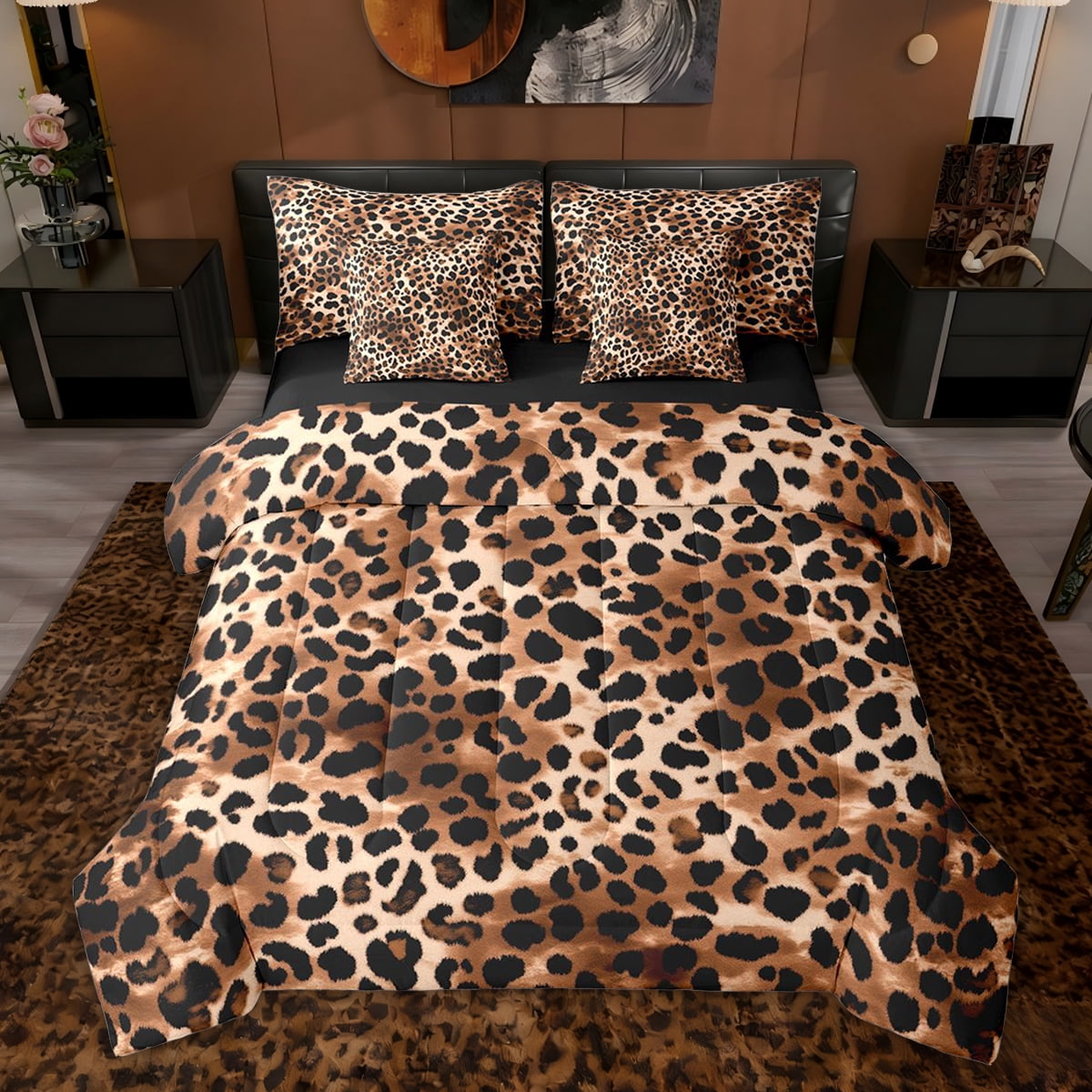 Castle Fairy Leopard Print Bedding Comforter Set,Cheetah Print Queen — free download