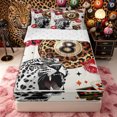thumbnail image 1 of Castle Fairy Leopard Print Billiard Zipper Twin Comforter Sets with Fitted Sheet and 2 Pillowcases, Animal Cheetah Zipper Bedding Set, Black Red Brown,4-Piece, 1 of 6