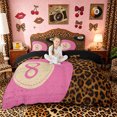 thumbnail image 1 of Castle Fairy Leopard Print Billiards Duvet Cover Queen, Sport Theme Queen Bedding, Pink Brown Black,Black Reversible,3-Piece,1 Duvet Cover and 2 Pillowcases, 1 of 6